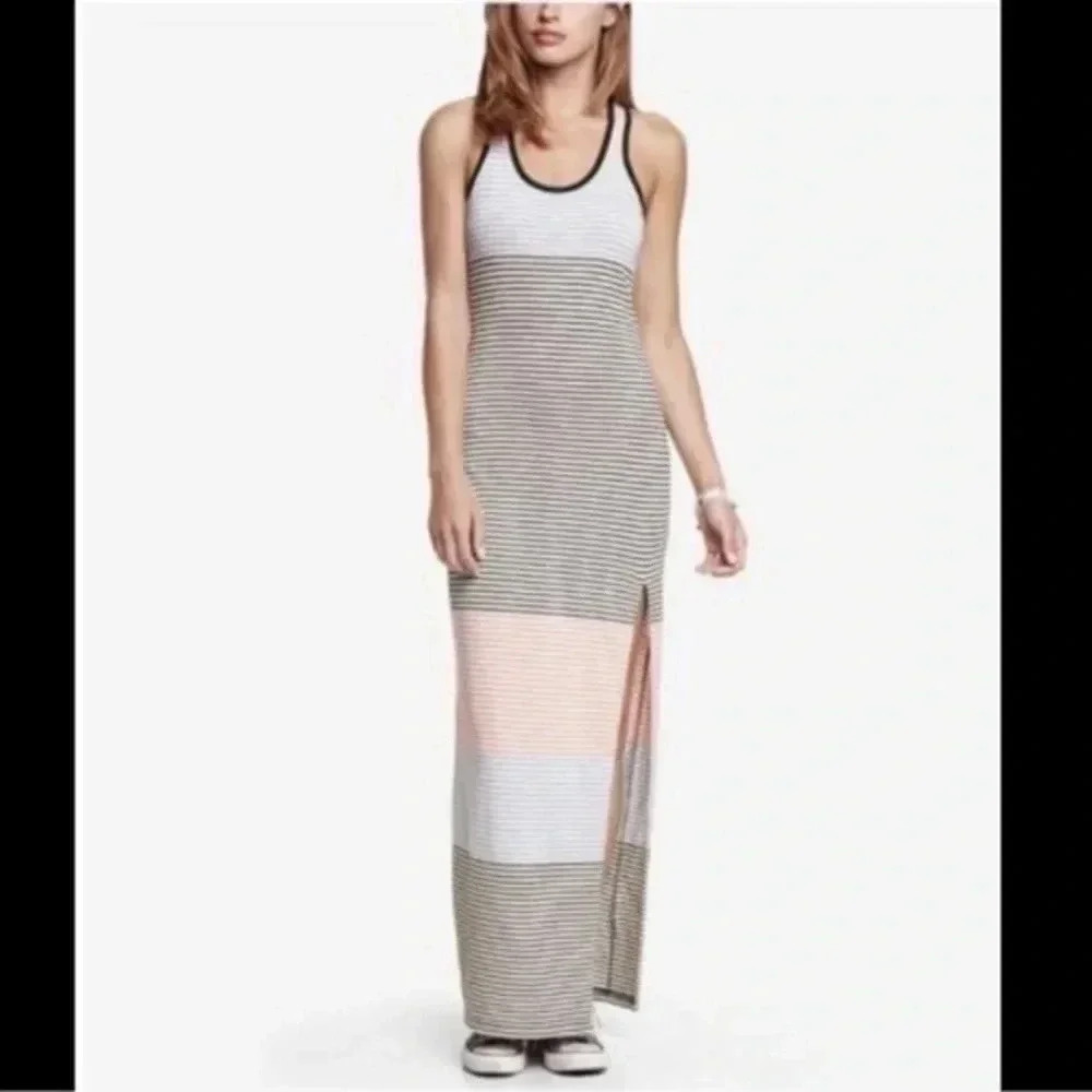 Vintage Y2K Express Stripes Sleeveless Maxi Dress Women’s Size S Small